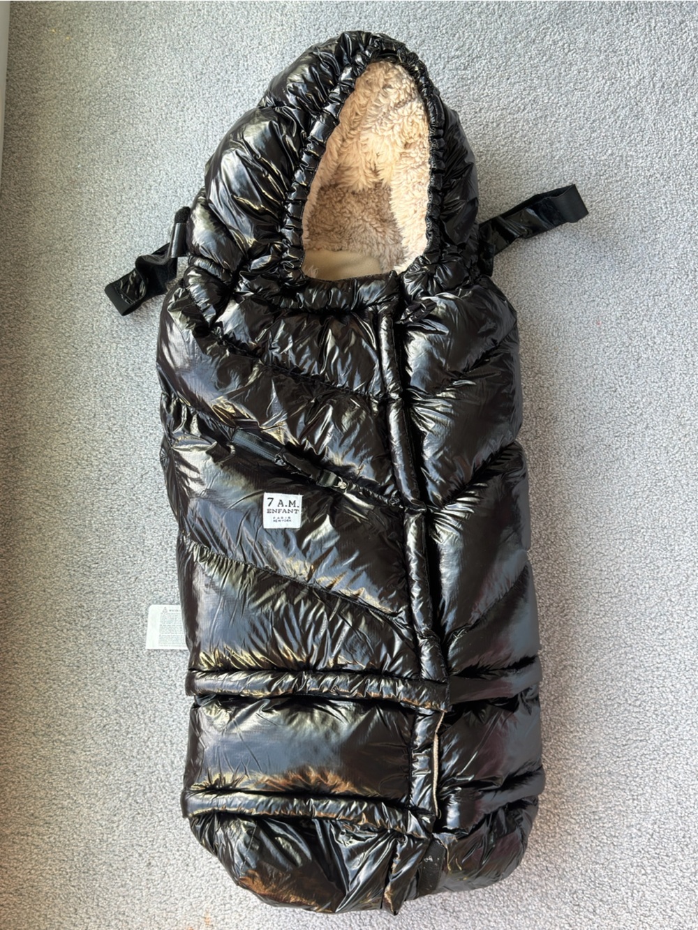 7 A.M. Enfant Shiny Black Baby Footmuff - Insulated Stroller Bunting 6M-4T